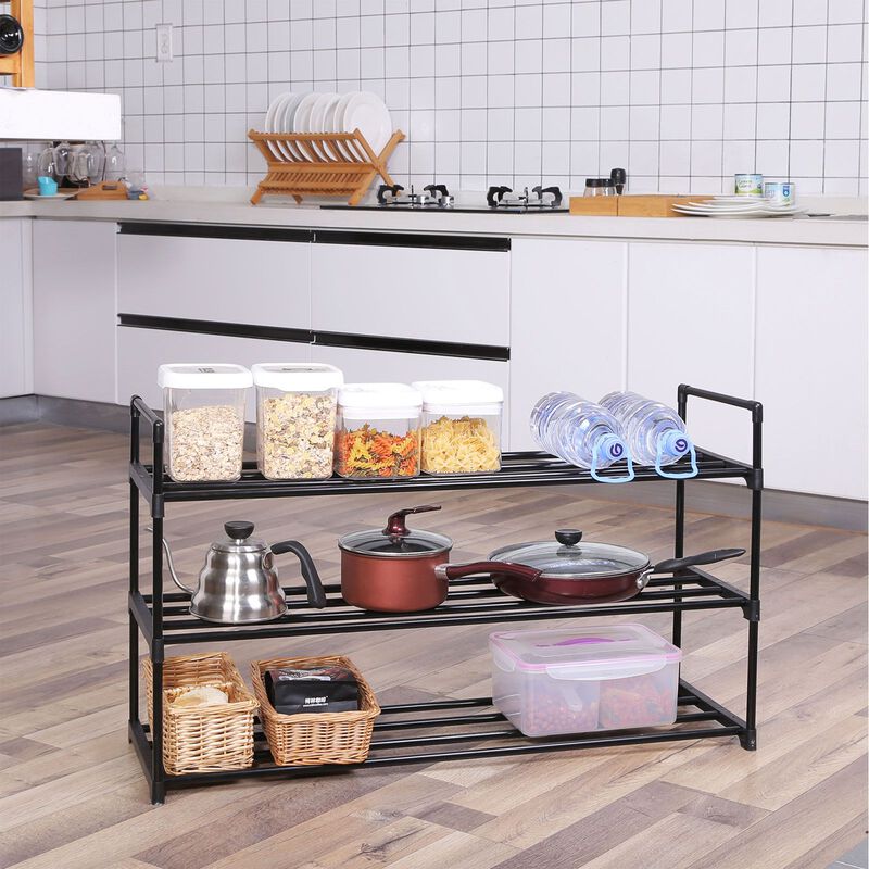 3-Tier Metal Shoe Rack - Tower Shelf Storage Organizer Cabinet