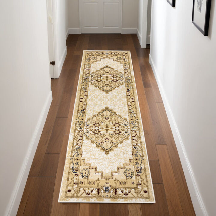 HomeRoots Medallion Distressed Runner Rug