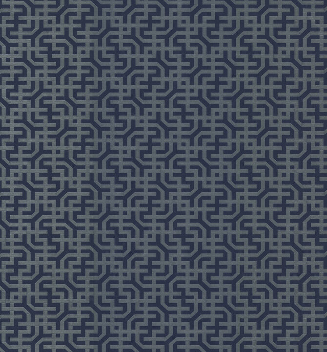 Dynastic Lattice Navy Wallpaper