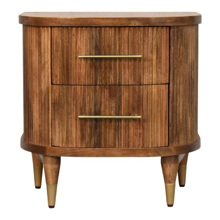 Artisan Furniture Solid Wood Curved 2 Drawer Bedside, Brown
