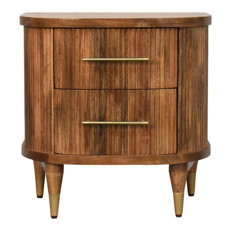 Artisan Furniture Solid Wood Curved 2 Drawer Bedside, Brown image number 0