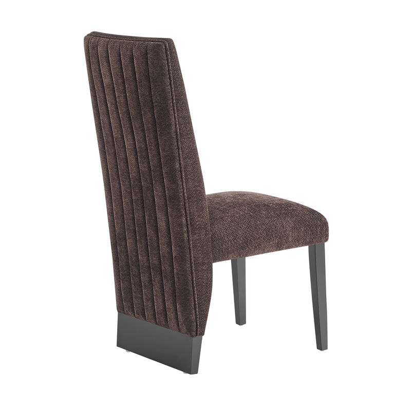 Brown Upholstered Dining Chairs Set of 2 image number 3