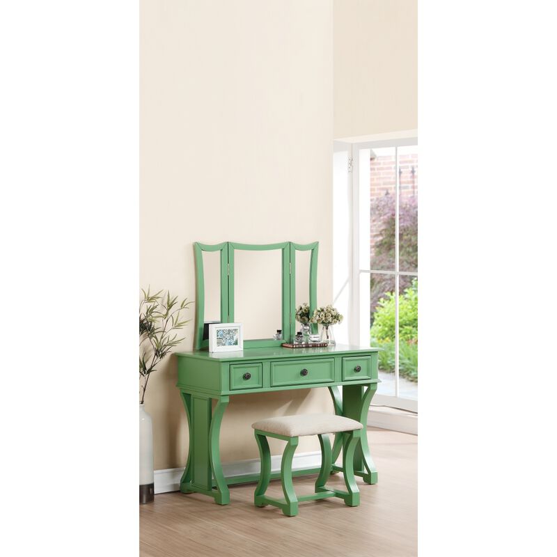 Modern Apple Color Vanity Set with Mirror & Stool