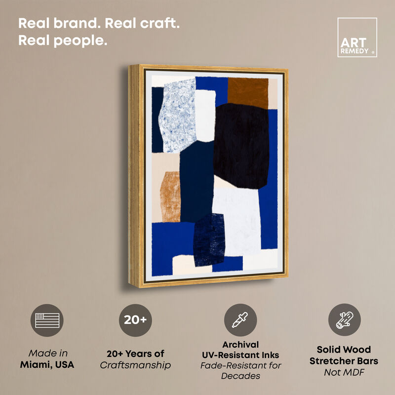 Deep Navy Abstract Canvas Print by Art Remedy image number 2