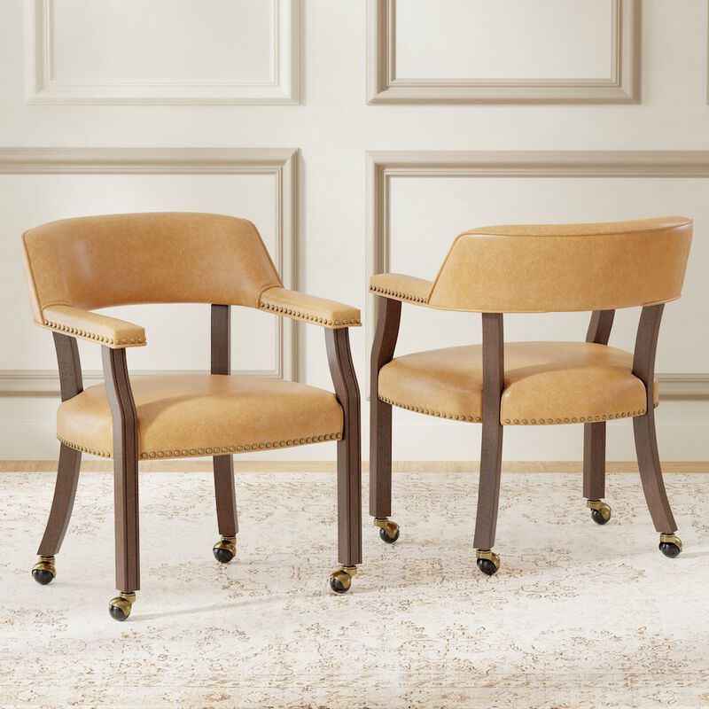 Georgio Dining and Game Chair in Walnut with Saddle Faux Leather
