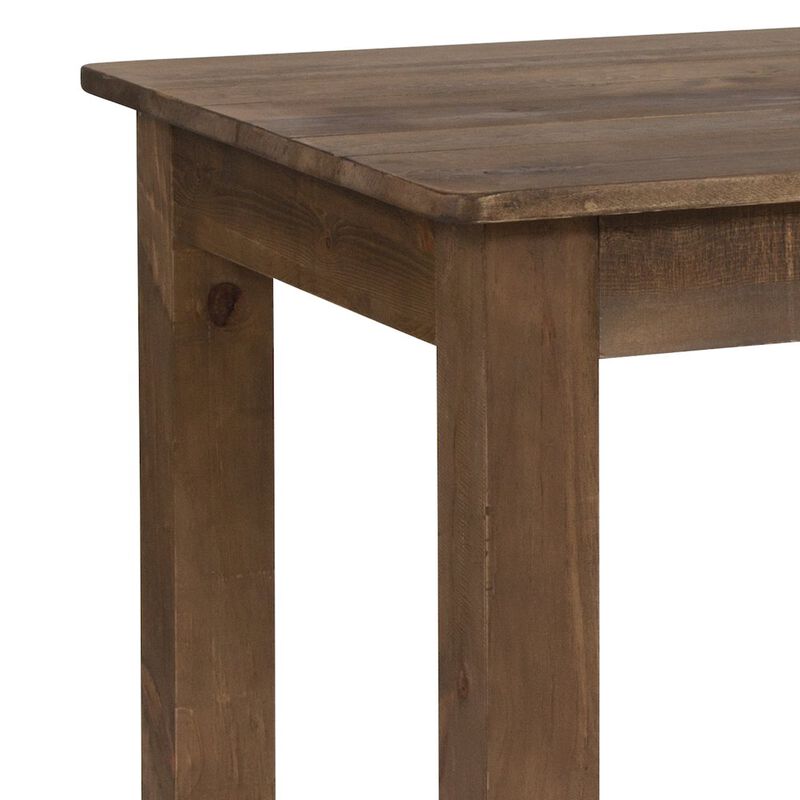 Flash Furniture 46" x 30" Rectangular Antique Rustic Solid Pine Farm Dining Table image number 5