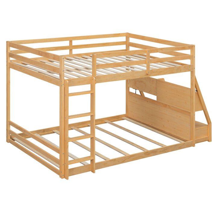 Merax Full Size Modern Bunk Bed with APP LED Lights, Charging Hub & Storage