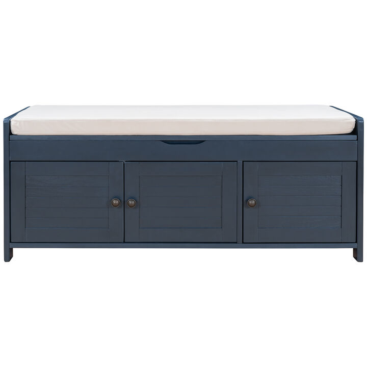 Merax Multifunctional 3 Shutter-shaped Doors Storage Bench