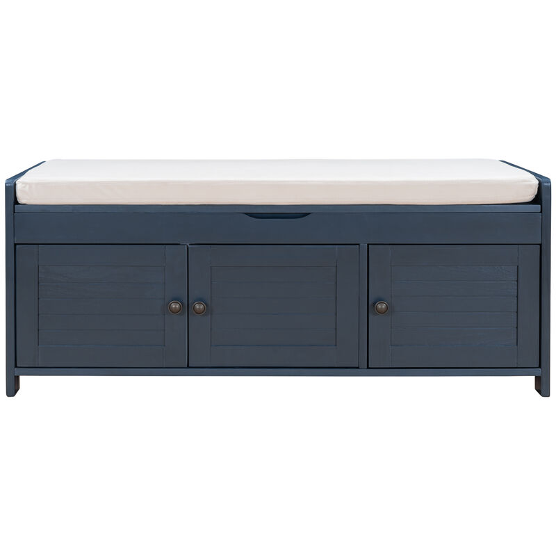 Merax Multifunctional 3 Shutter-shaped Doors Storage Bench