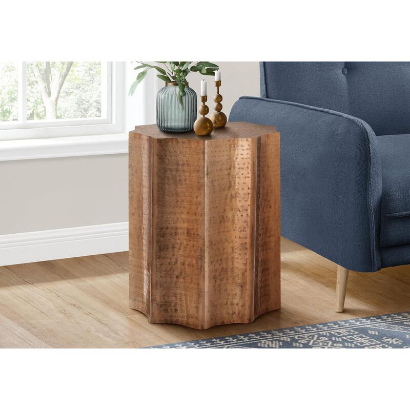 Accent Table, Drum, Side, End, Nightstand, Lamp, Living Room, Bedroom, Copper