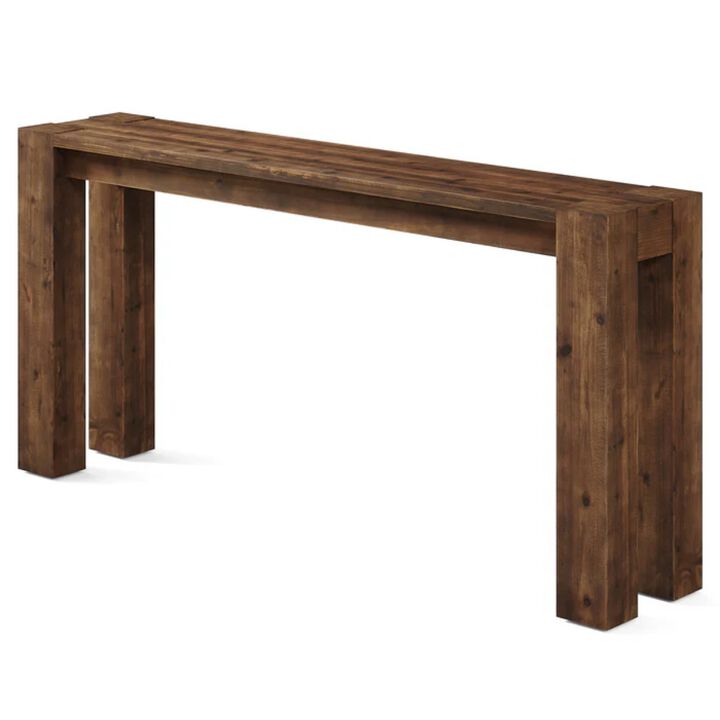 Long Solid Wood Sofa Console Table for Entryway or Hallway-Rustic Brown