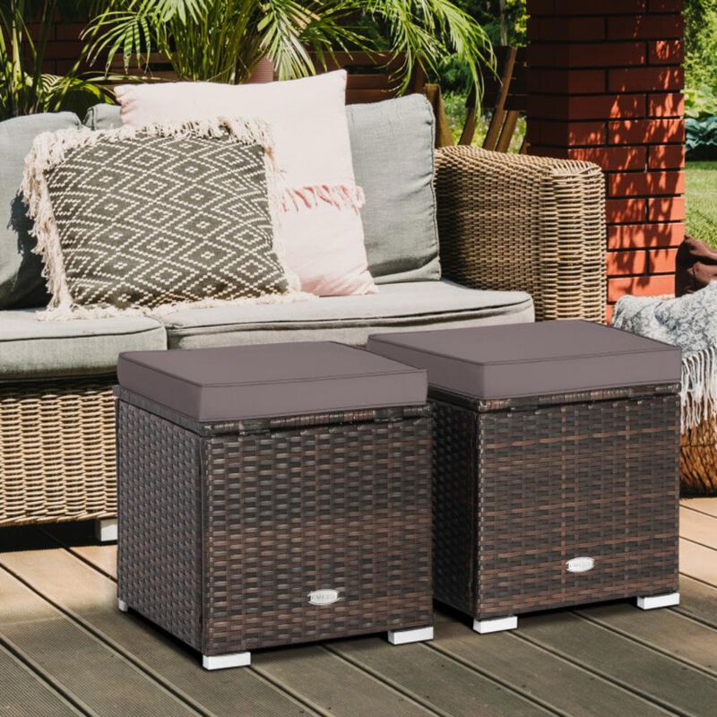 Hivvago 2 Pieces Patio Ottoman with Hidden Storage Space