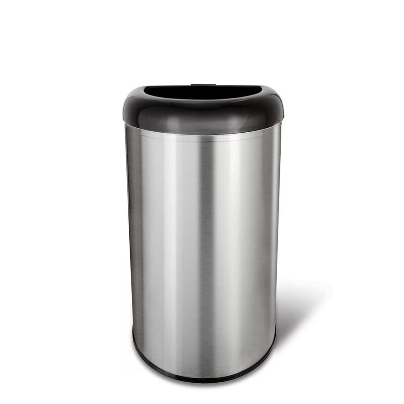 Stainless Steel Black Open Top 13-Gallon Kitchen Trash Can with No Lid