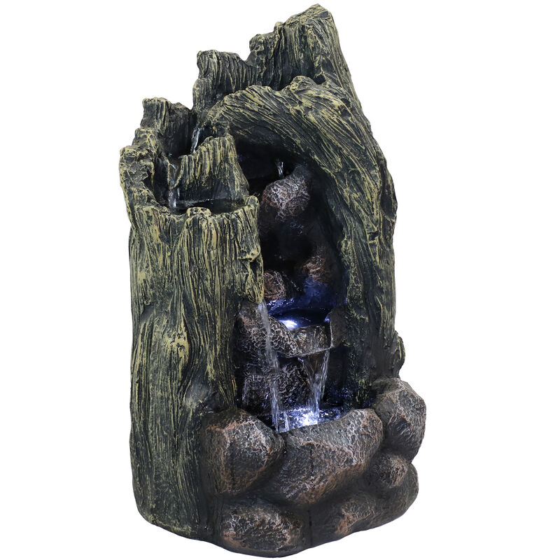 Sunnydaze Cavern of Mystery Waterfall Fountain with LED Lights - 28 in