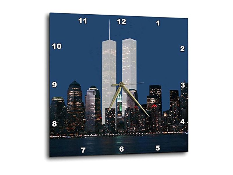 New York City Evening Skyline Featuring Wall Clock 15 Inch Home Decor image number 1