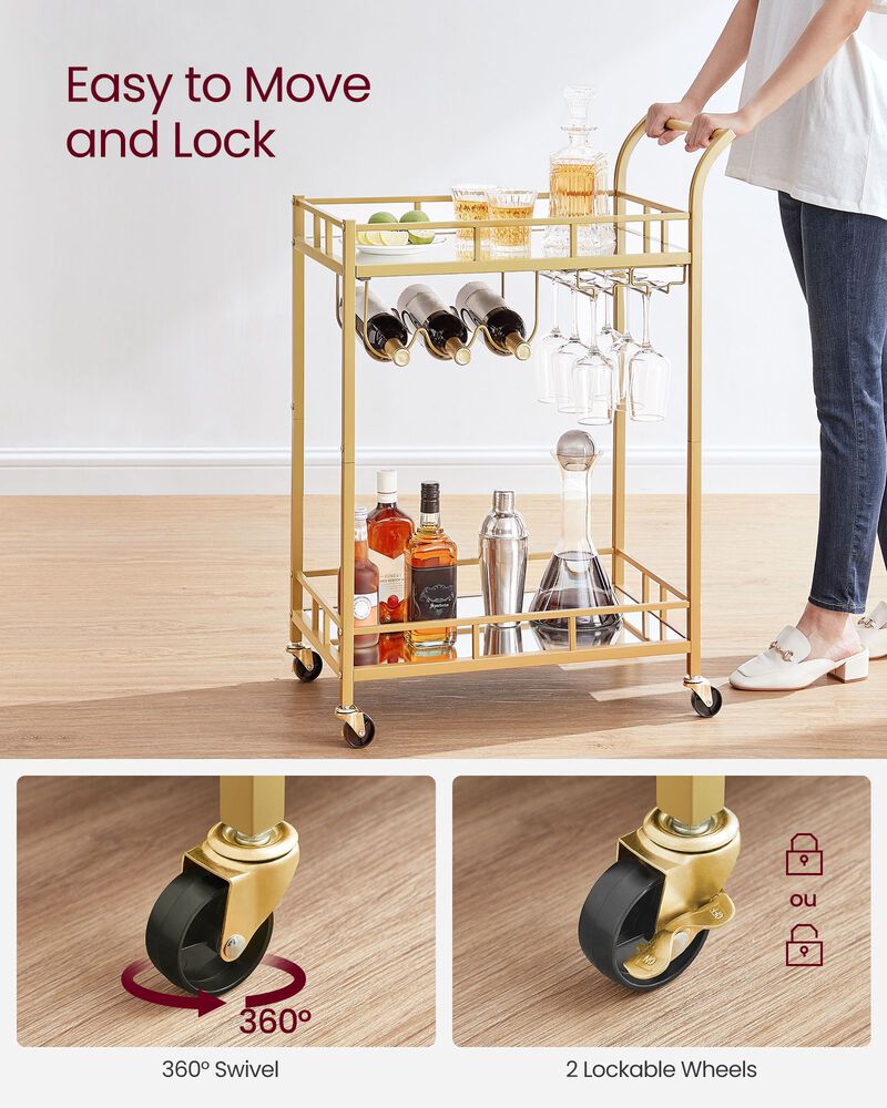 Gold Bar Cart – Stylish and Elegant Drink Station for Home Entertaining