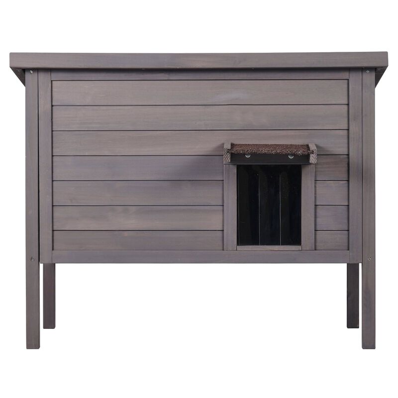 Feral Cat House for Outdoors, Wooden Shelter with Roof and PVC Door Flaps image number 0