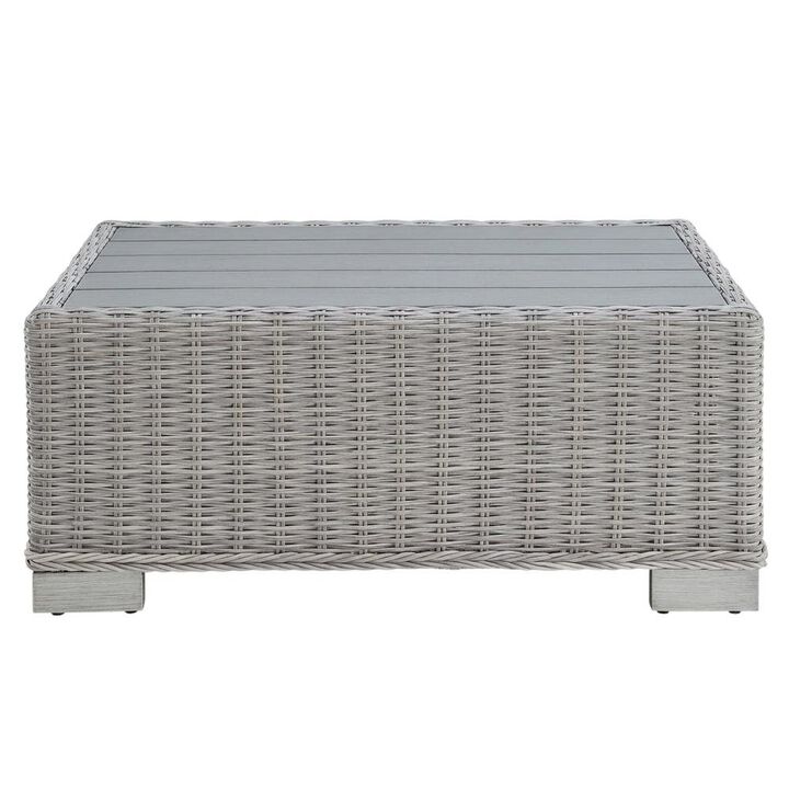 Outdoor Wicker Rattan Coffee Table, Weather-Resistant Finish For Patio Lounge