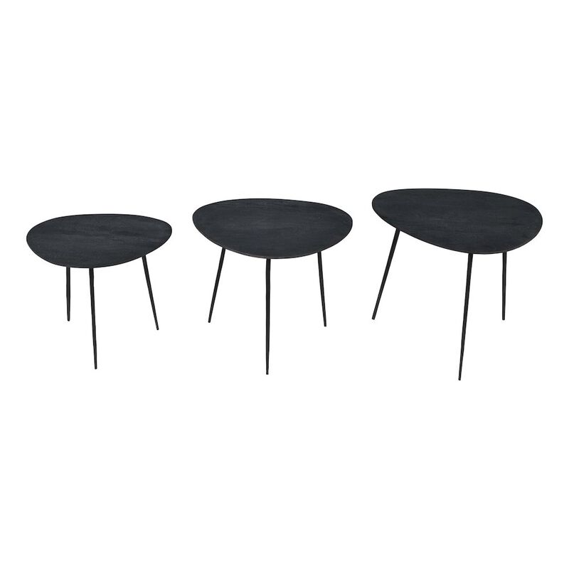 Jofran Reeves Abstract Contemporary Solid Acacia Wood Nesting End Tables (Set of 3)