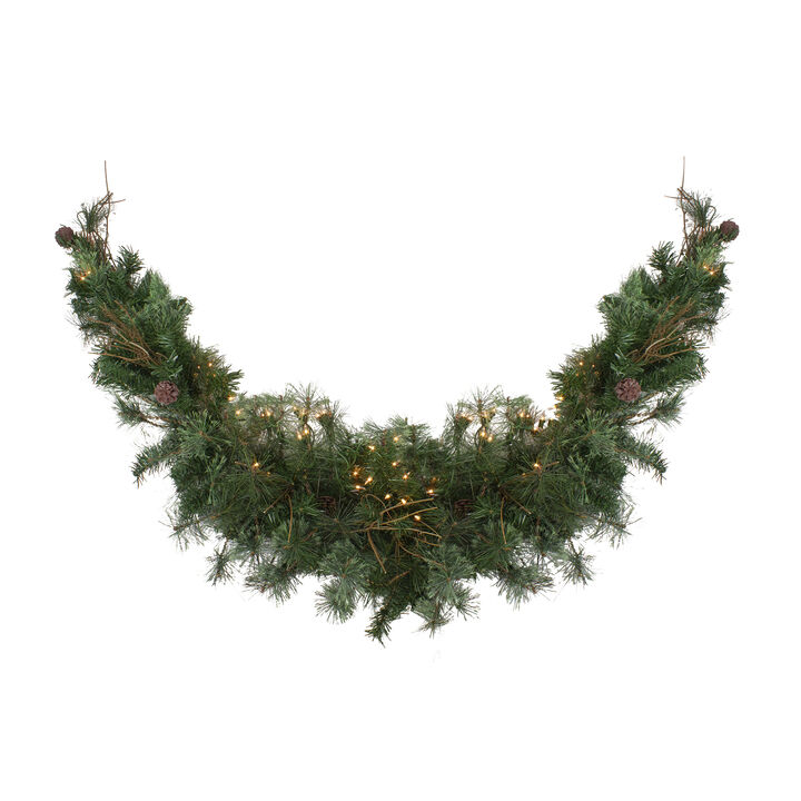 6' Pre-Lit Country Mixed Pine Artificial Christmas Swag - Clear Lights