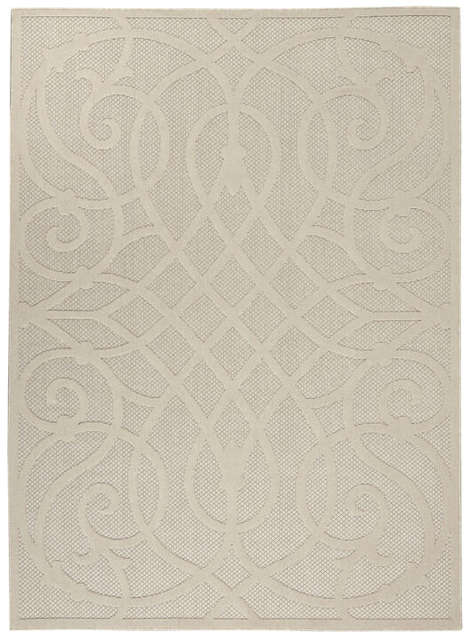 HomeRoots 6' X 9' Cream And Beige Trellis Indoor Outdoor Area Rug