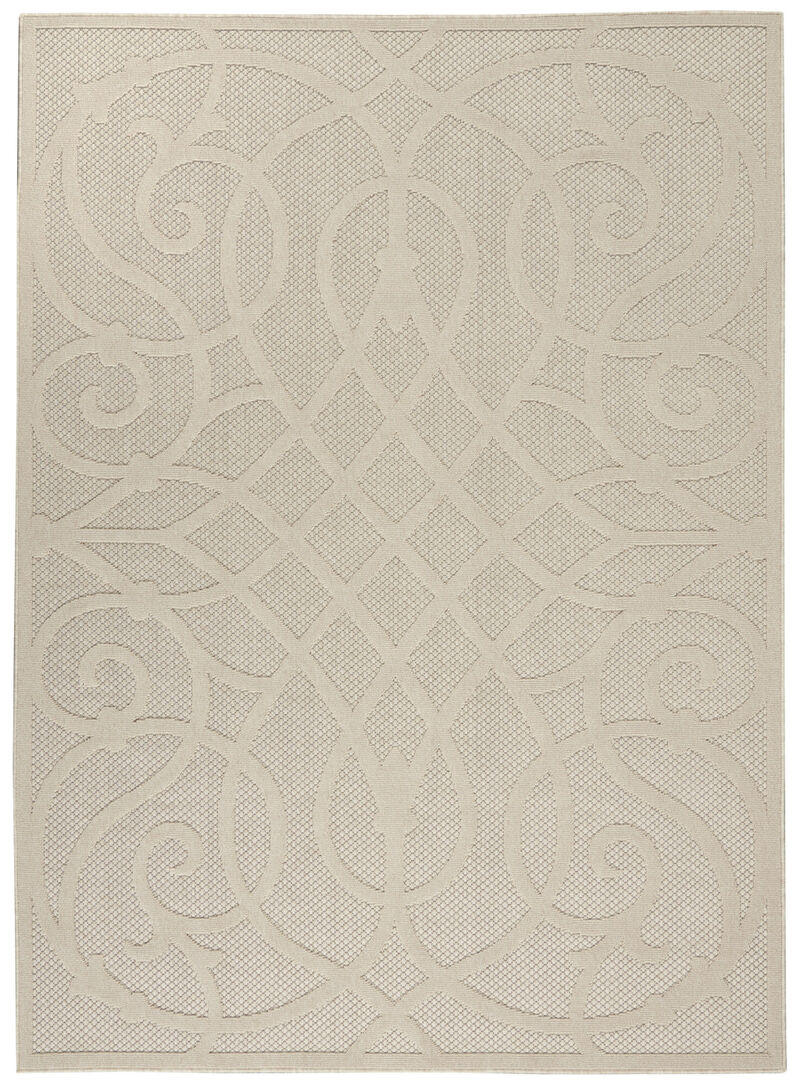 HomeRoots 6' X 9' Cream And Beige Trellis Indoor Outdoor Area Rug image number 0