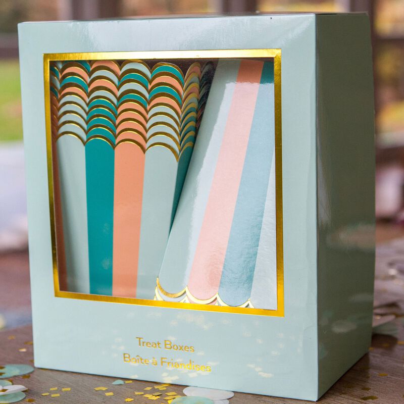 Ma Fete  Disposable Paper Striped Popcorn and Treat Boxes, (12)