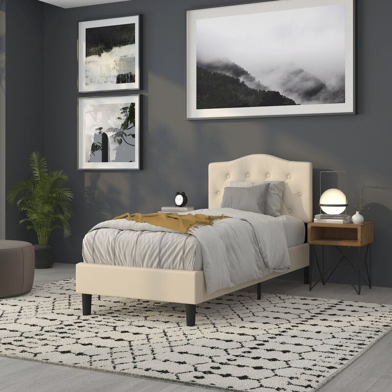 Flash Furniture Tufted Upholstered Twin Size Headboard in Beige Fabric image number 9
