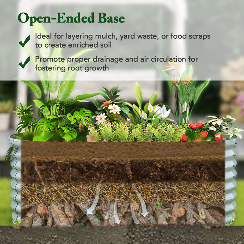 Oval Raised Garden Bed with Open Bottom Design for Enhanced Drainage and Root Development in Outdoor Gardening