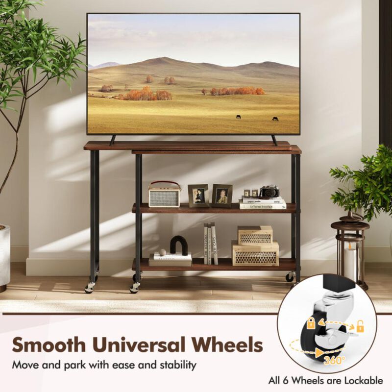 Hivvago Patented Large 360-Degree Free Rotating Sofa Side Table with Wheels and Storage Shelf