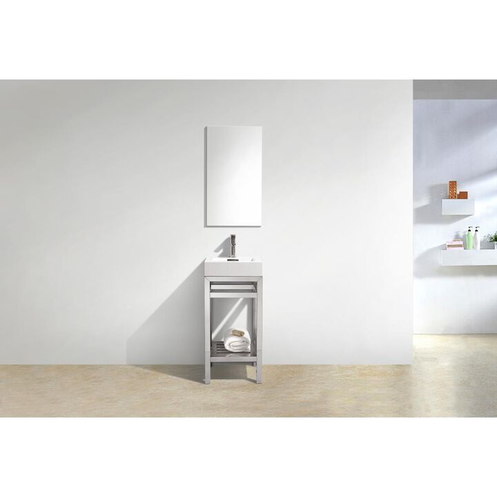 Kubebath Cisco 16 Stainless Steel Console with Acrylic Sink - Chrome