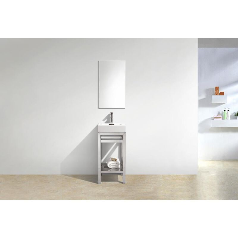 Kubebath Cisco 16 Stainless Steel Console with Acrylic Sink - Chrome