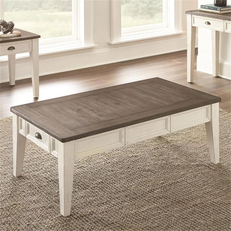 Cayla Cocktail Table Dark Oak/White