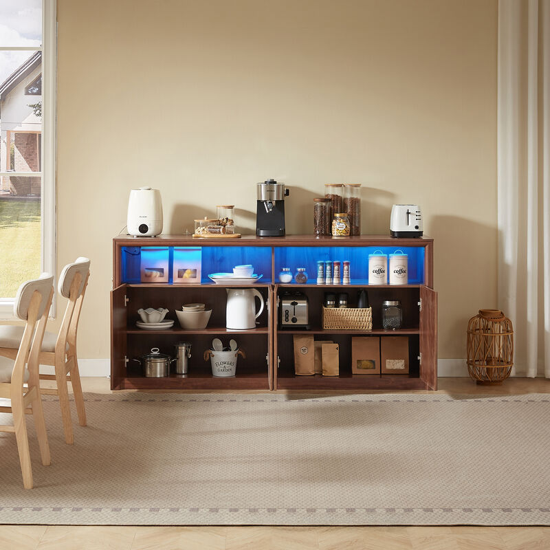 Zegtu 67" Wooden Sideboard LED Light Strip image number 1