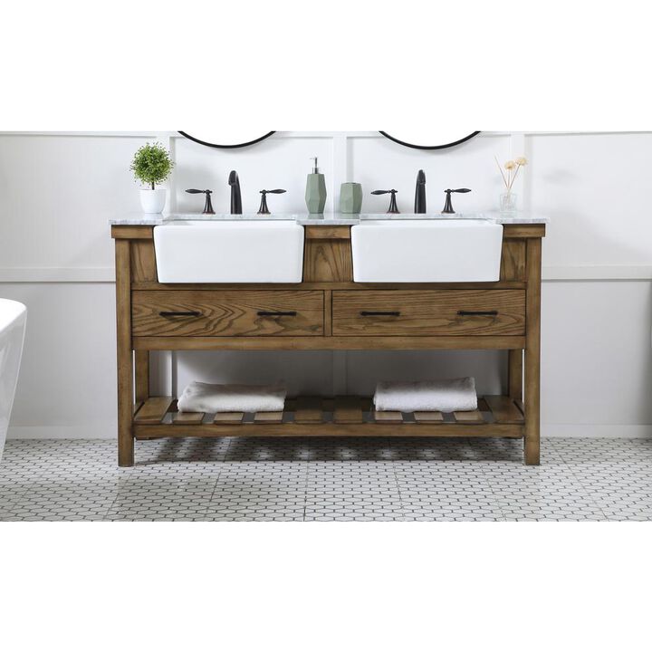 Elegant Kitchen and Bath 60 inch double bathroom vanity in driftwood