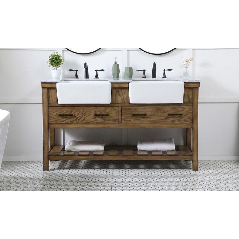 Elegant Kitchen and Bath 60 inch double bathroom vanity in driftwood