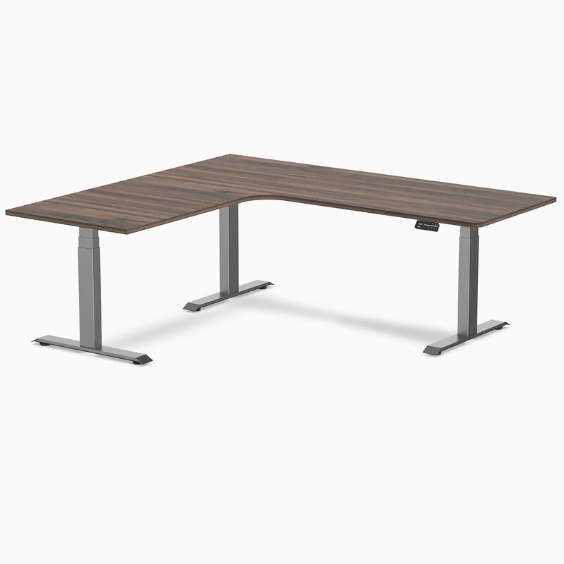 Desky L-Shape Curved Laminate Sit Stand Desk image number 0