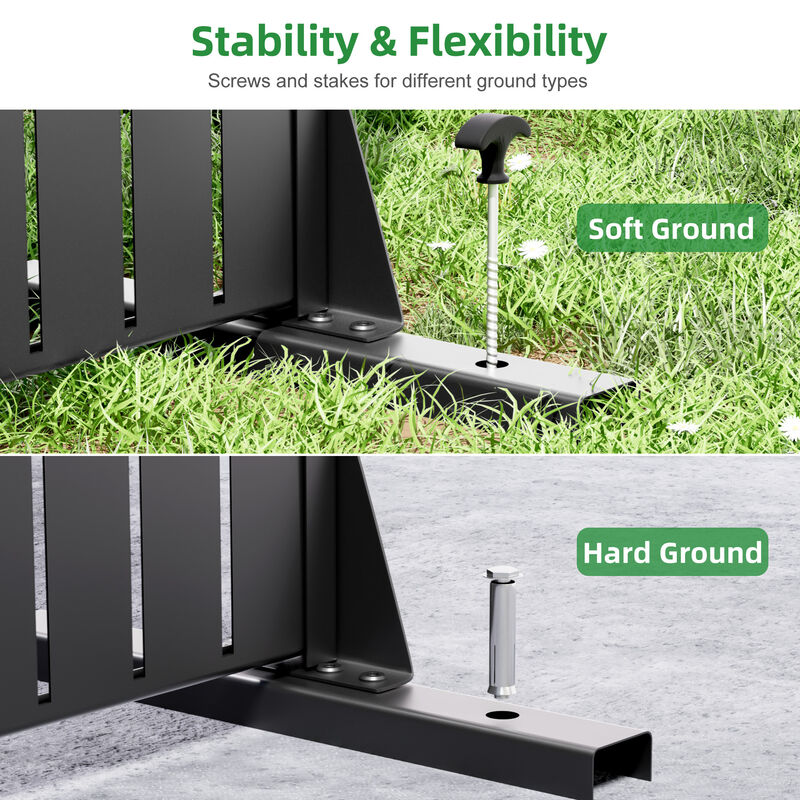 Arched Metal Outdoor Privacy Screen, Freestanding Outdoor Divider Decorative Privacy Fence