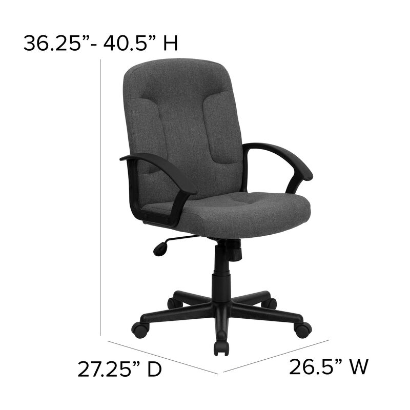 Garver Mid-Back Fabric Executive Swivel Office Chair with Nylon Arms image number 3