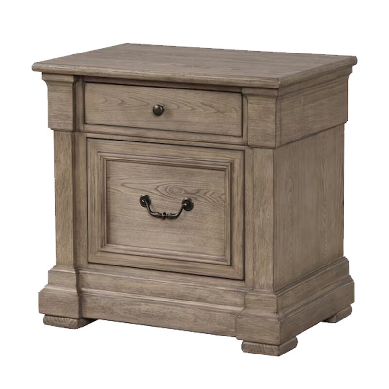 Queen Bedroom Set, Gray, Dark Bronze Wood, 2 Piece Set with Nightstand image number 5