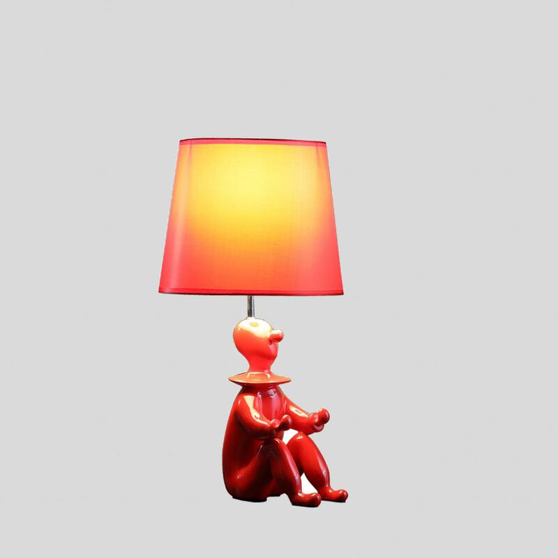Hivvago 21" Red Bedside Table Lamp With Red Empire Shade