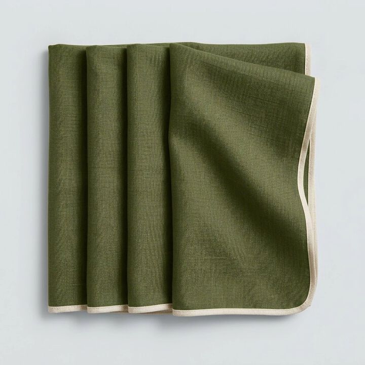 Linen Dinner Napkins Set of 4 for Dining Table Decor, 20 x 20 Inch - Kensington