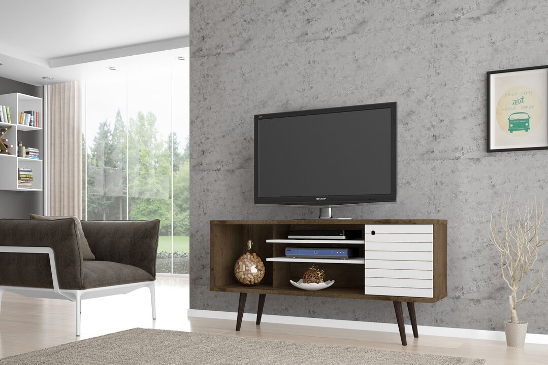 Liberty Medium TV Stand in Brown and White