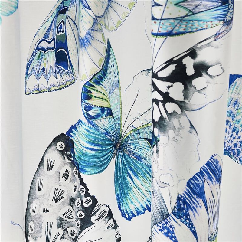 Papillons Cobalt Cotton Shower Curtain, 72'' x 72''