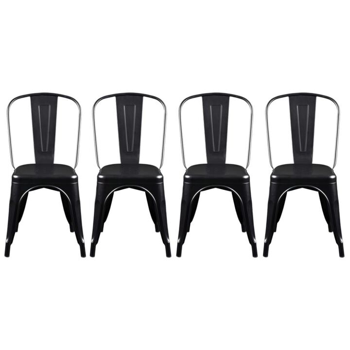 Hivvago Set of Four Black Steel Dining Side Chairs