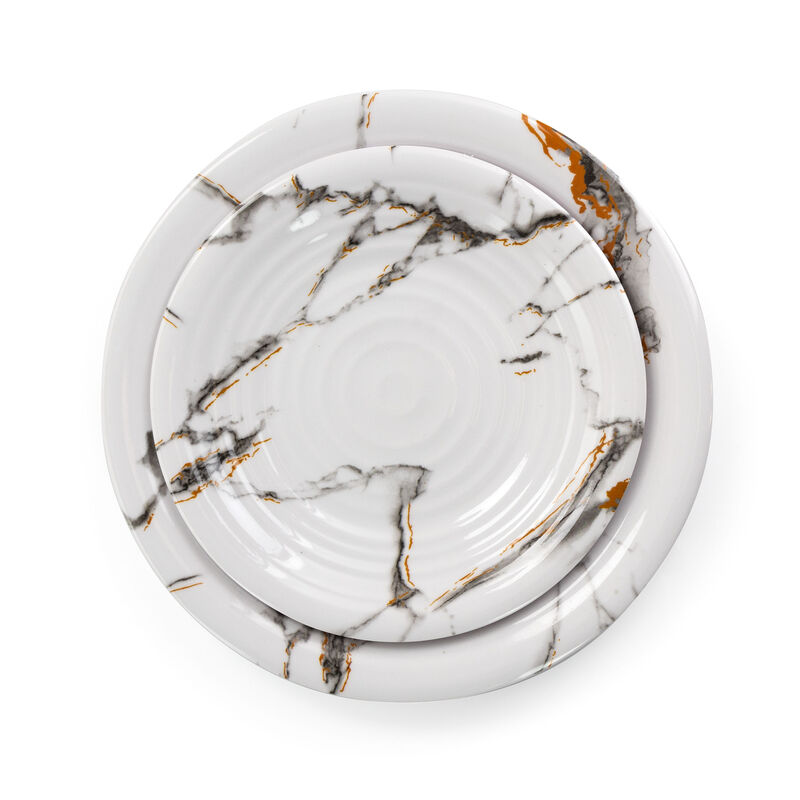 Elama Fine Sculpture 12 Piece Lightweight Melamine Dinnerware Set in White