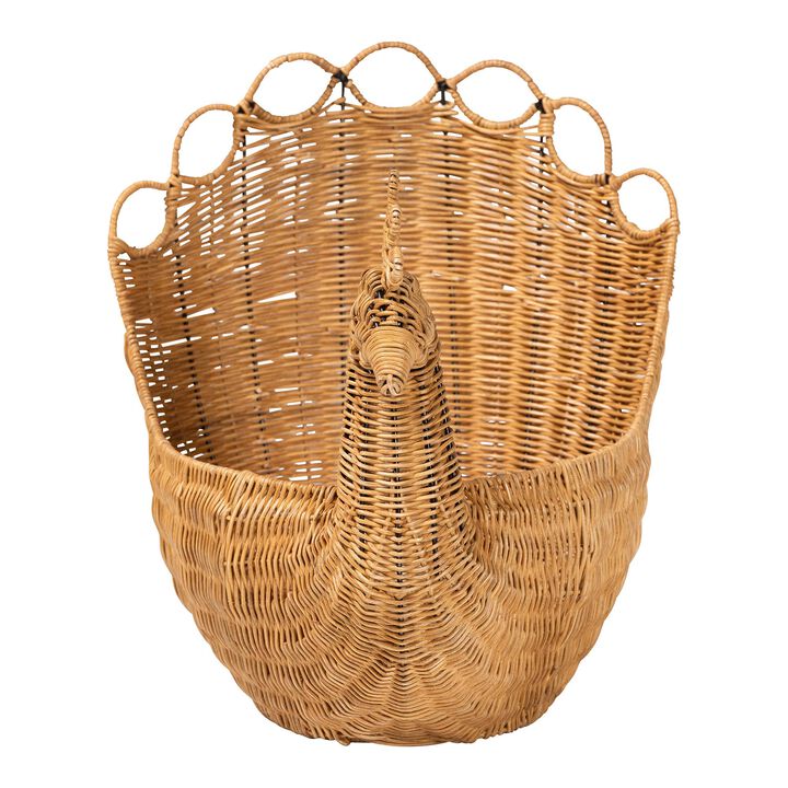 bali & pari Florabel Natural Rattan Peacock Basket - Handwoven Wicker Storage Solution