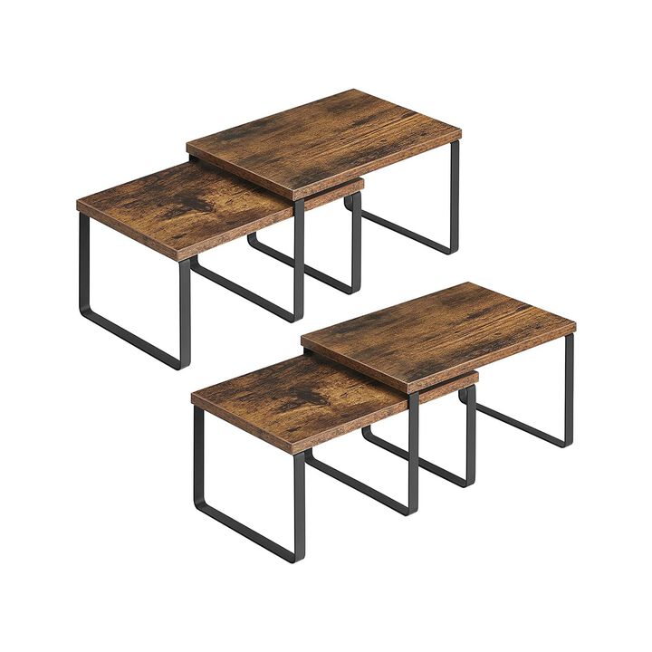 BreeBe Set of 4 Brown Counter Organizer Shelves for Kitchen