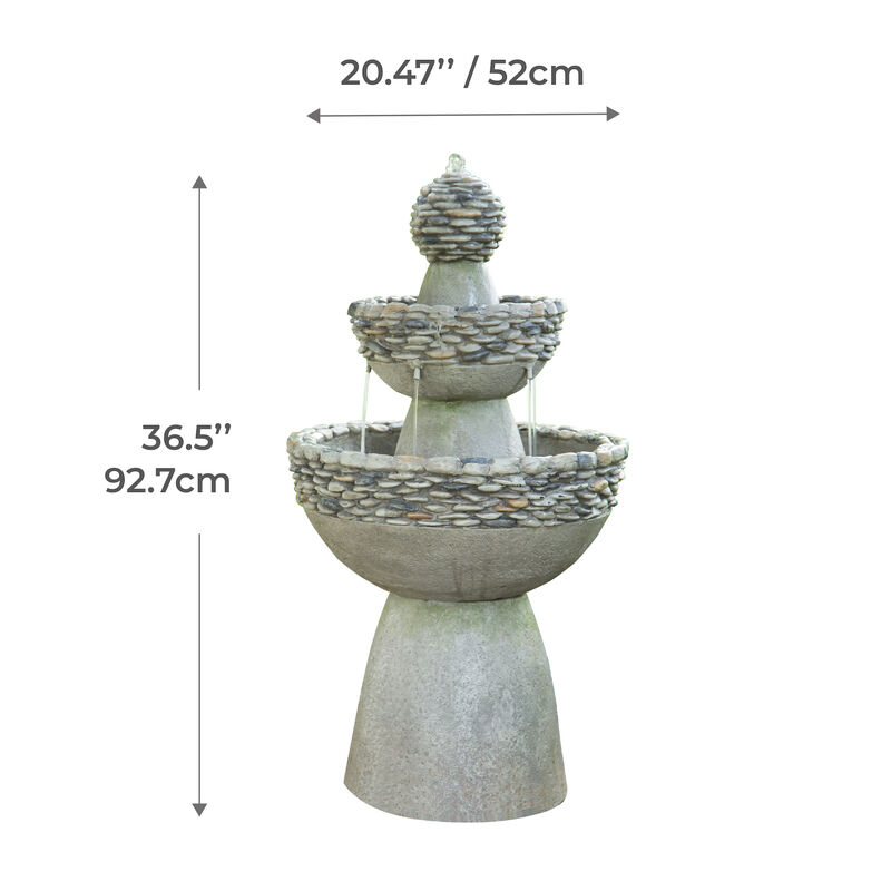 3-Tier Stone Pedestal Water Fountain, Gray image number 7