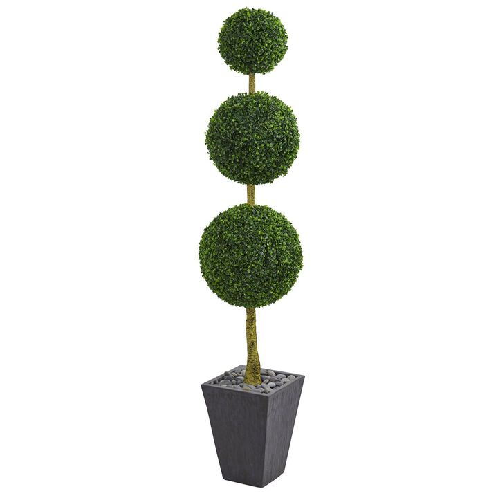 Nearly Natural Boxwood Topiary Tree in Planter UV Resist (Indoor/Outdoor)